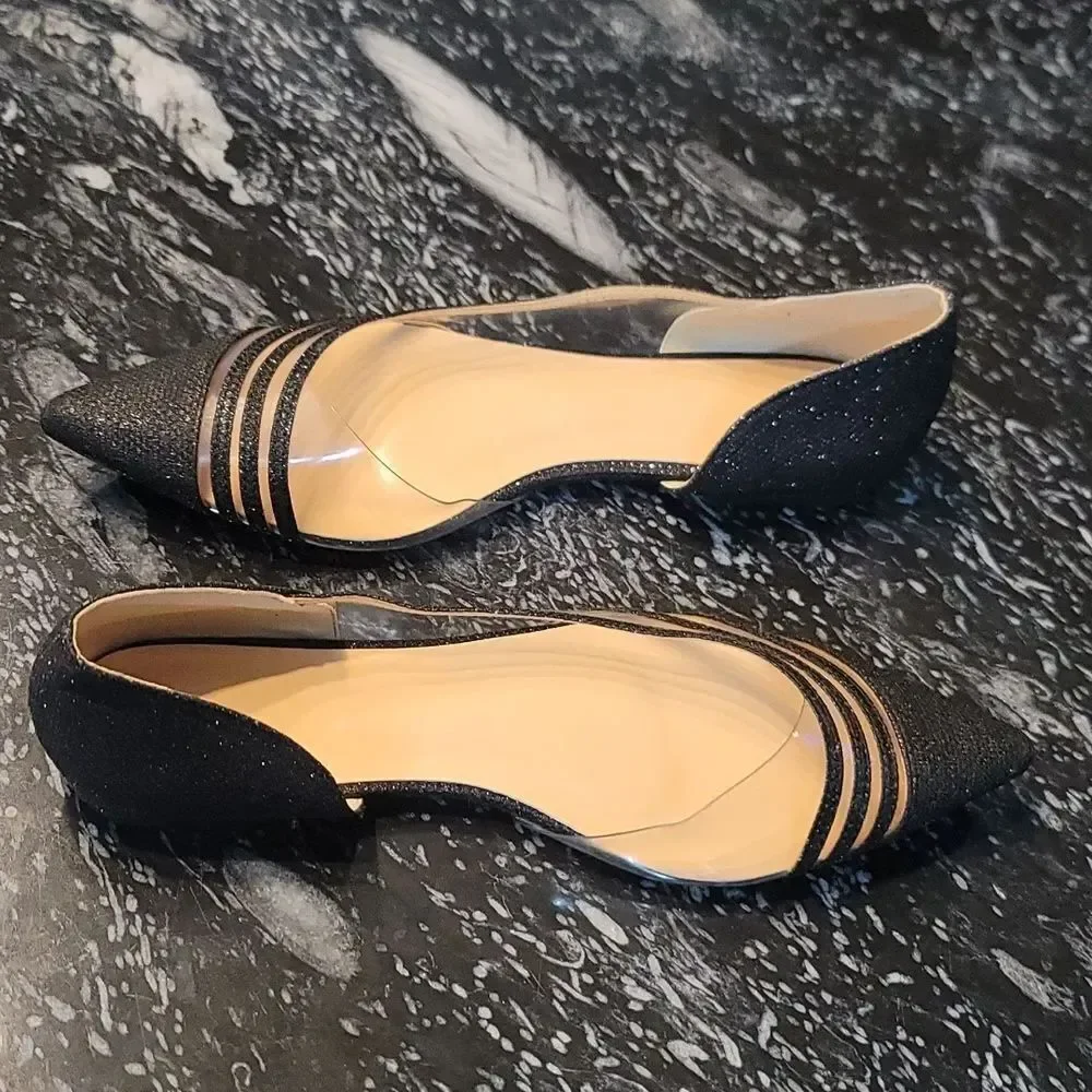 STITCH DETAIL POINTED TOE WOMEN'S D'ORSAY BALLET FLATS SHOE